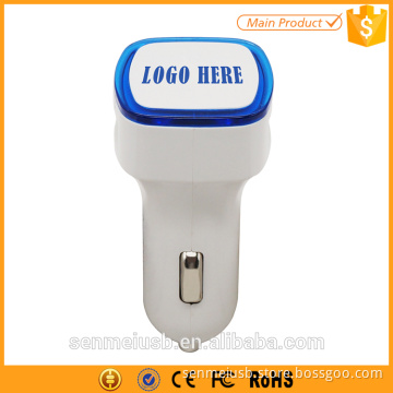 with led ring promotion dual usb car mobile charger